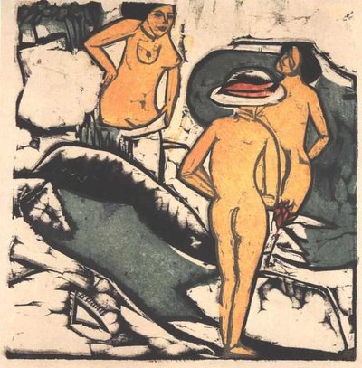 Bathing Women between White Stones by Ernst Ludwig Kirchner